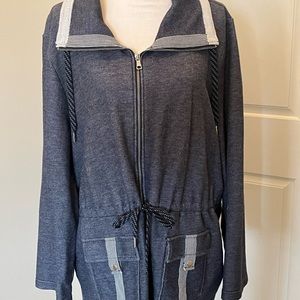 Ruby Rd Zip-Up Navy White Jacket 2X